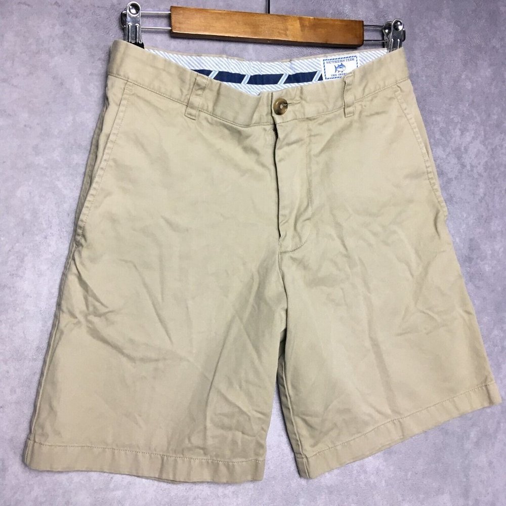Southern Tide Mens The Skipjack‎ Shorts size 28 Khaki Flat Front Tan Pima Cotton
